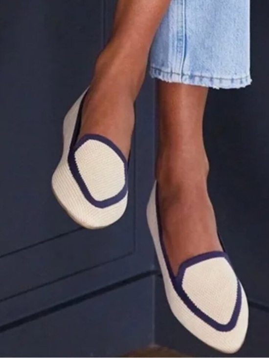 Birdies Shoes - Birdies the blackbird flats loafers eggshell navy  Ballet Flats women 9.5 EUC